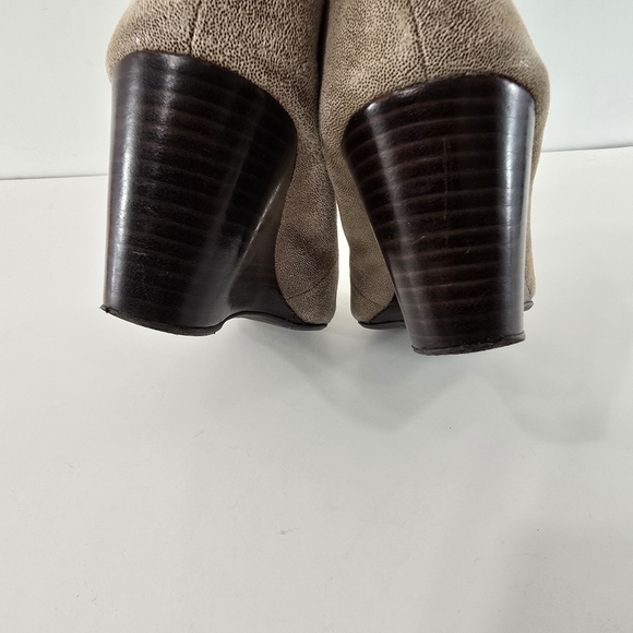 Anthropologie Taryn Rose Beige Lurex Round Toe Leather Wedge Shoes Size 6.5 M - Picture 6 of 10